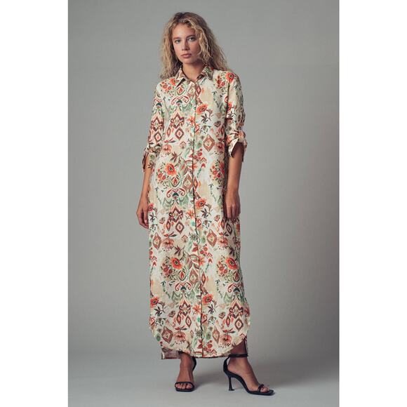 Urban Daizy - Boho Floral Button-Down Midi Dress - Picture 11 of 11